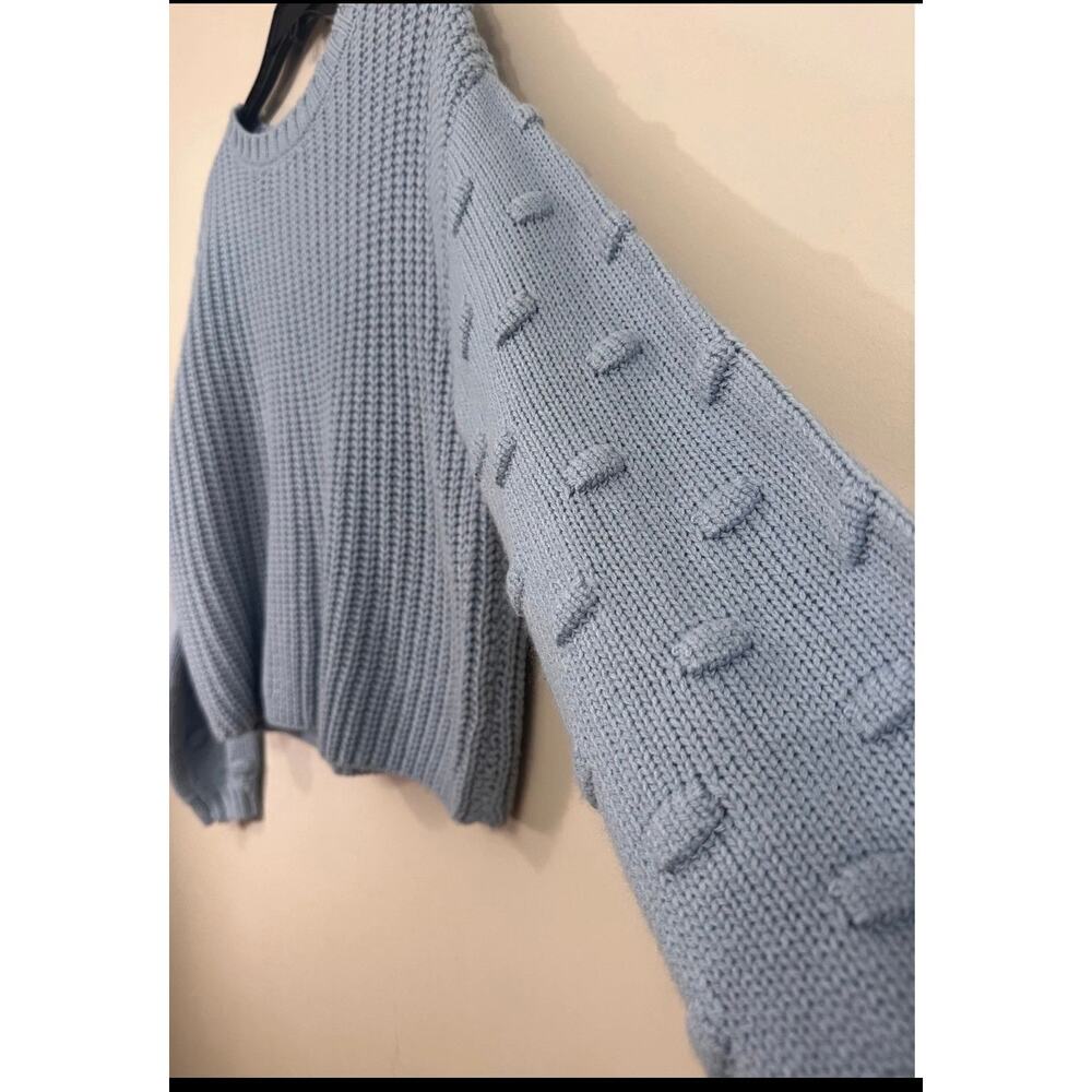 Jessica Simpson Blue Bobble Sleeve Chunky Knit Sweater Medium - Picture 2 of 9
